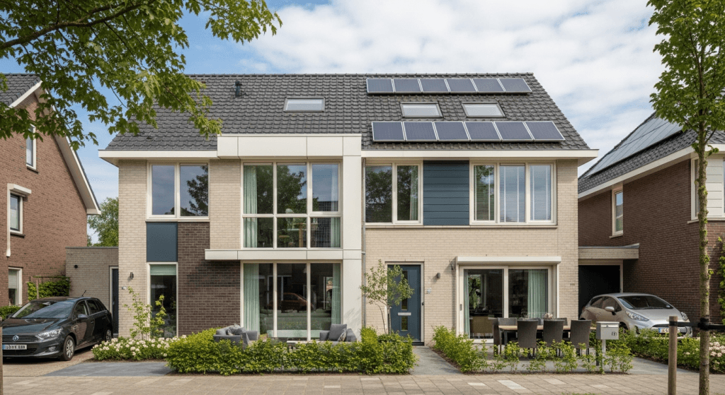 Nederlandse woning met energielabel A, gezien vanaf de straat