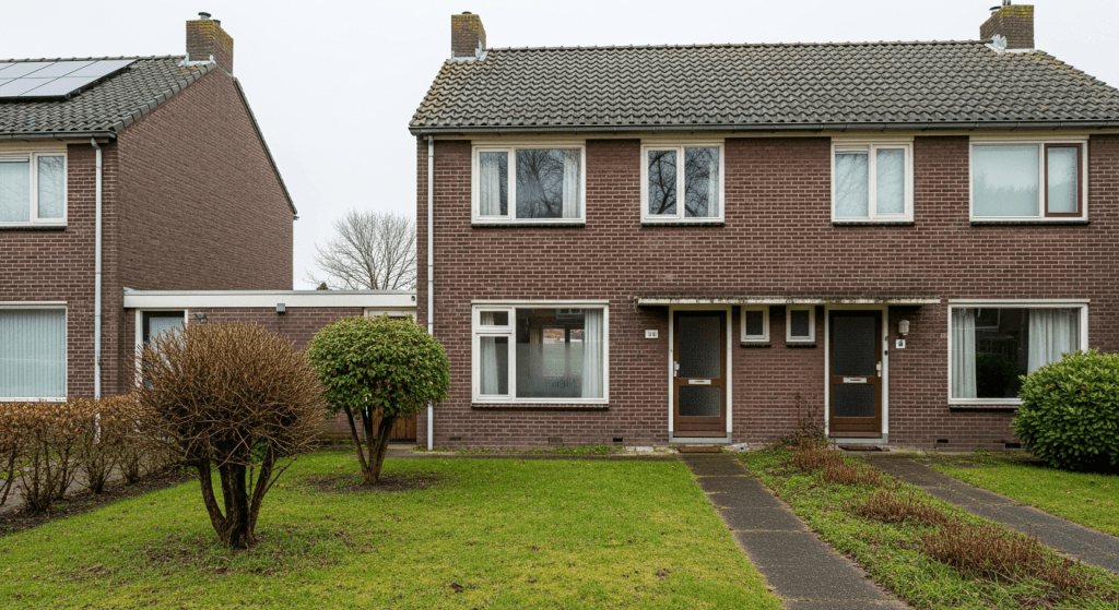 Nederlandse woning met energielabel D, gezien vanaf de straat